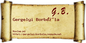 Gergelyi Borbála névjegykártya