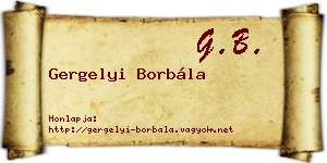 Gergelyi Borbála névjegykártya